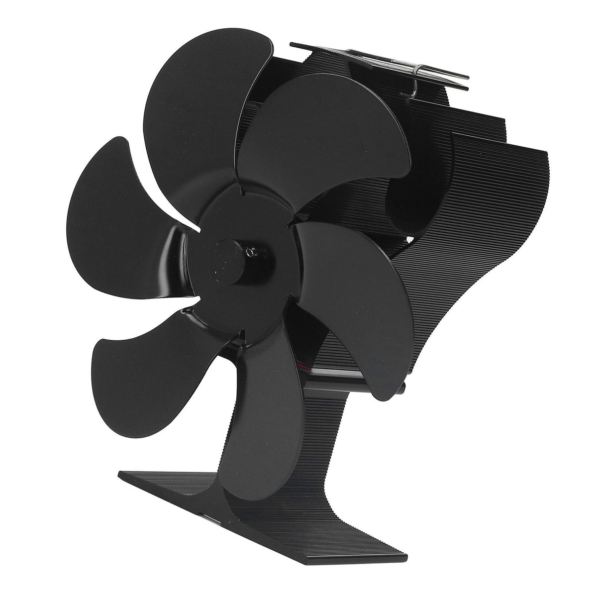 6 Blades Heat Powered Stove Fan High Temperature Resistance Self Starting Wood Burning Stove Fireplace Fan Black Diameter 152mm