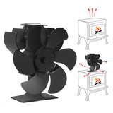 6 Blades Heat Powered Stove Fan High Temperature Resistance Self Starting Wood Burning Stove Fireplace Fan Black Diameter 152mm