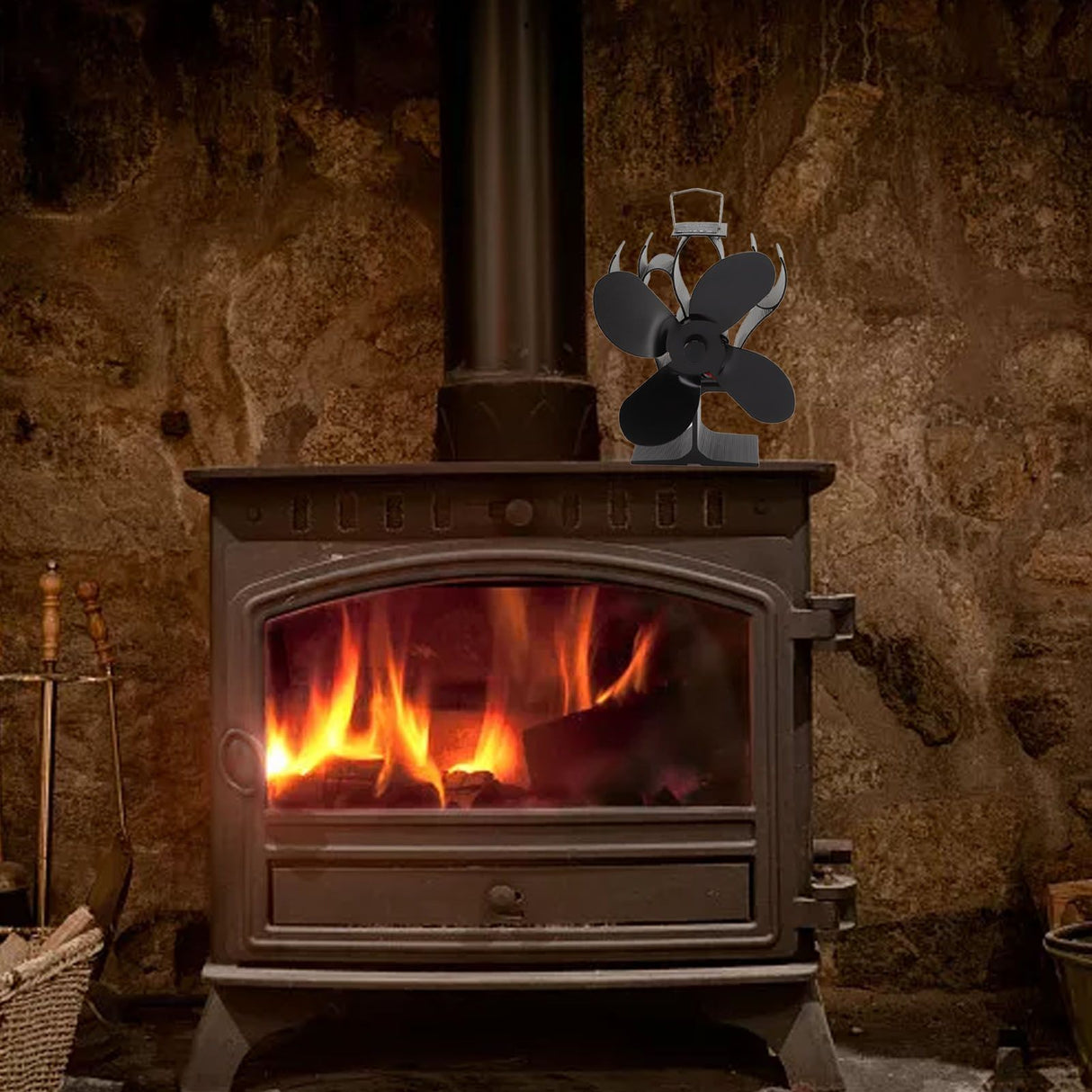 Heat Powered Stove Fan Self Starting Heat Resistant Aluminum Alloy 1400rpm Thermoelectric Fan for Fireplace