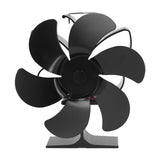 6 Blade Stove Fan Self Starting High Temperature Resistance and Energy Efficiency Heat Powered Fan for Home Black Diameter 152mm