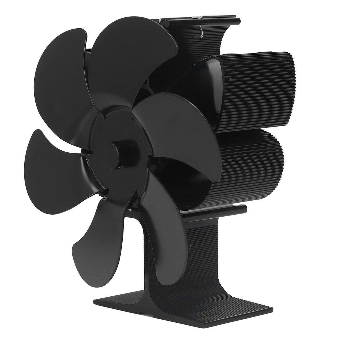 6 Blade Stove Fan Self Starting High Temperature Resistance and Energy Efficiency Heat Powered Fan for Home Black Diameter 152mm