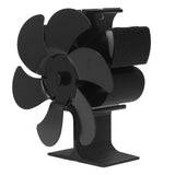 6 Blade Stove Fan Self Starting High Temperature Resistance and Energy Efficiency Heat Powered Fan for Home Black Diameter 152mm - Front View