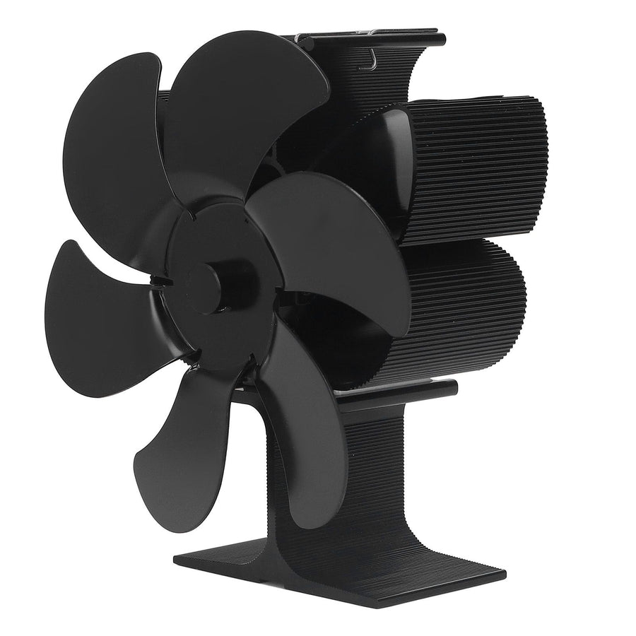 6 Blade Stove Fan Self Starting High Temperature Resistance and Energy Efficiency Heat Powered Fan for Home Black Diameter 152mm