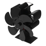 6 Blade Stove Fan Self Starting High Temperature Resistance and Energy Efficiency Heat Powered Fan for Home Black Diameter 152mm
