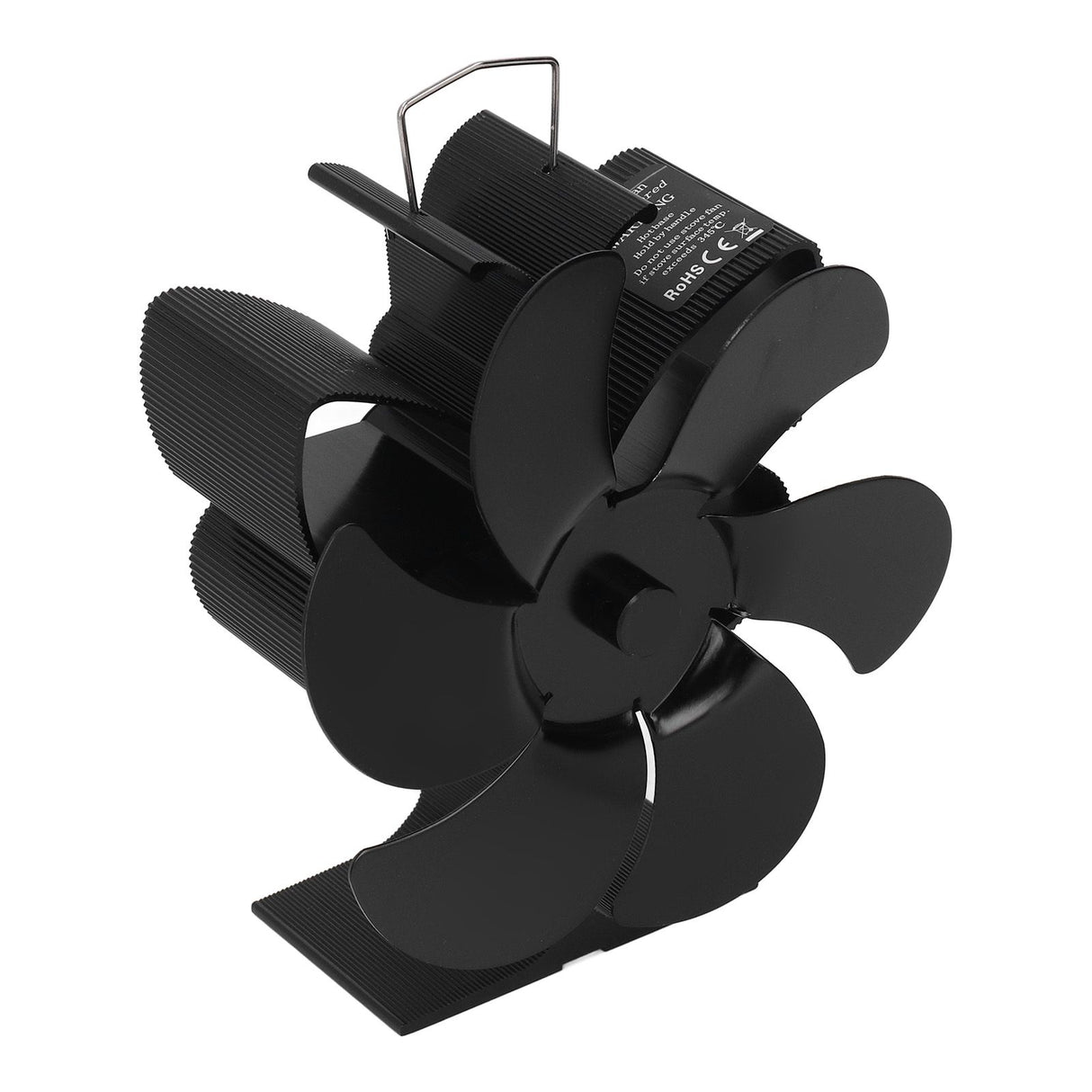 6 Blade Stove Fan Self Starting High Temperature Resistance and Energy Efficiency Heat Powered Fan for Home Black Diameter 152mm