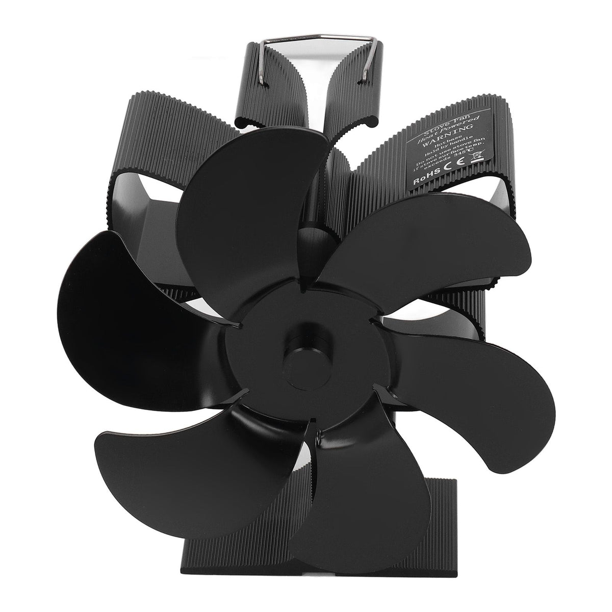 6 Blade Stove Fan Self Starting High Temperature Resistance and Energy Efficiency Heat Powered Fan for Home Black Diameter 152mm