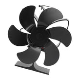 6 Blade Stove Fan Self Starting High Temperature Resistance and Energy Efficiency Heat Powered Fan for Home Black Diameter 152mm - Low Angle