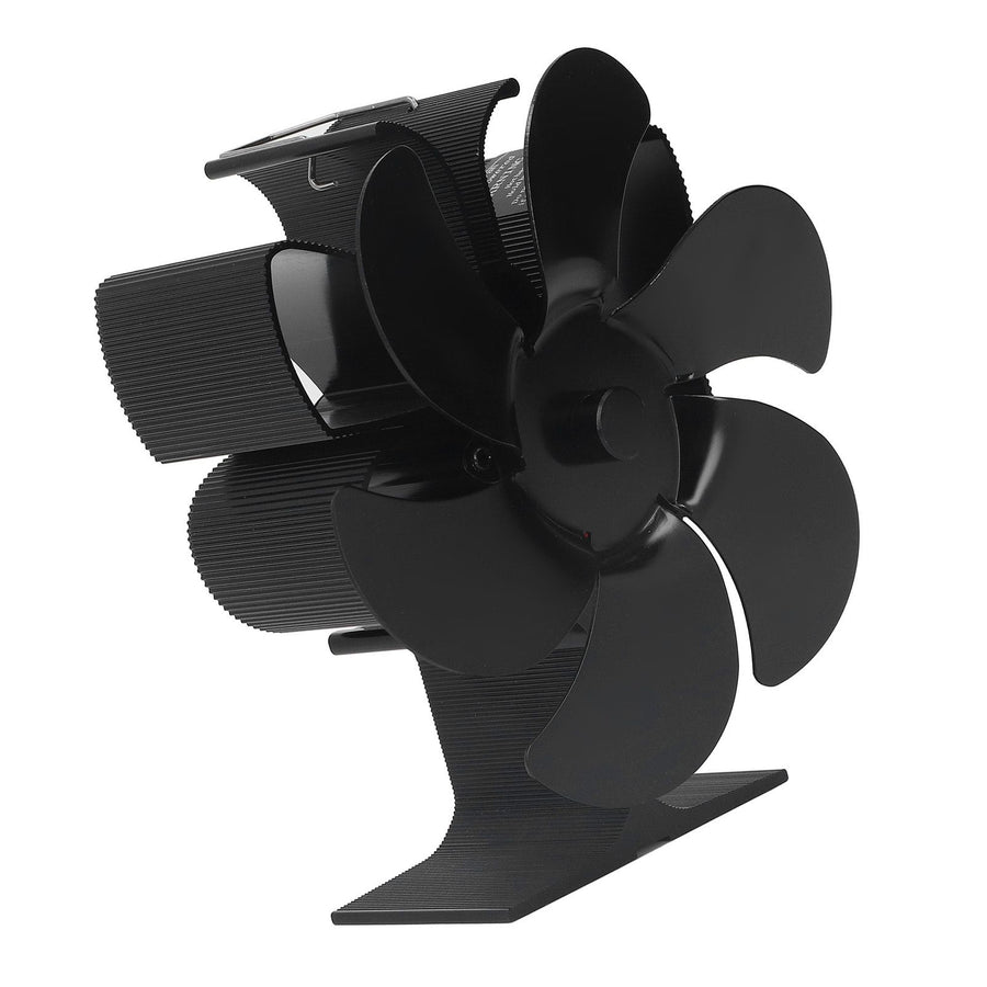 6 Blade Stove Fan Self Starting High Temperature Resistance and Energy Efficiency Heat Powered Fan for Home Black Diameter 152mm