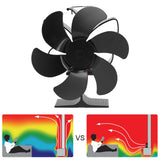 6 Blade Stove Fan Self Starting High Temperature Resistance and Energy Efficiency Heat Powered Fan for Home Black Diameter 152mm - Extra Image