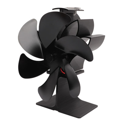 6 Blade Stove Eco Fan Black High Temperature Resistant Self Starting Energy Saving Heat Powered Fan for Home