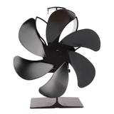 6 Blade Stove Eco Fan Black High Temperature Resistant Self Starting Energy Saving Heat Powered Fan for Home