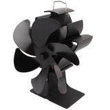 6 Blade Stove Eco Fan Black High Temperature Resistant Self Starting Energy Saving Heat Powered Fan for Home - Top-Down View