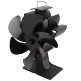 6 Blade Stove Eco Fan Black High Temperature Resistant Self Starting Energy Saving Heat Powered Fan for Home