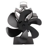 6 Blade Stove Eco Fan Black High Temperature Resistant Self Starting Energy Saving Heat Powered Fan for Home - Close-Up Angle