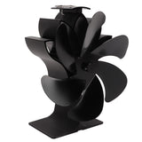 6 Blade Stove Eco Fan Black High Temperature Resistant Self Starting Energy Saving Heat Powered Fan for Home - Low Angle
