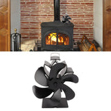 6 Blade Stove Eco Fan Black High Temperature Resistant Self Starting Energy Saving Heat Powered Fan for Home