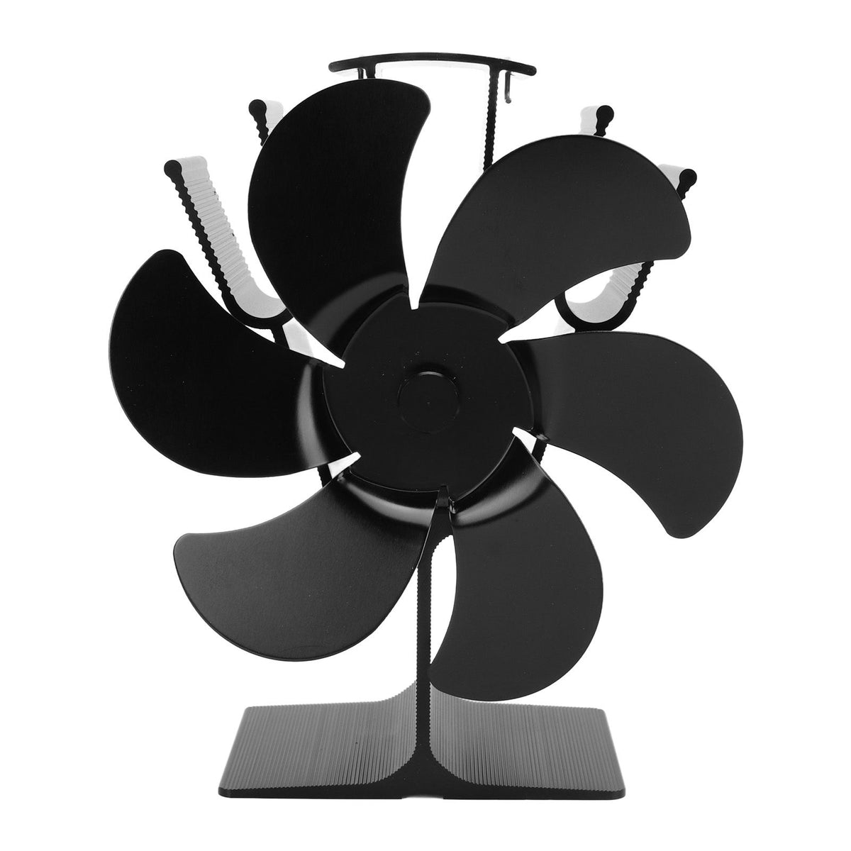 Heat Powered Fireplace Fan Non Electric Self Starting Stove Fan High Temperature Resistant Energy Saving Fan 6 Blades Black