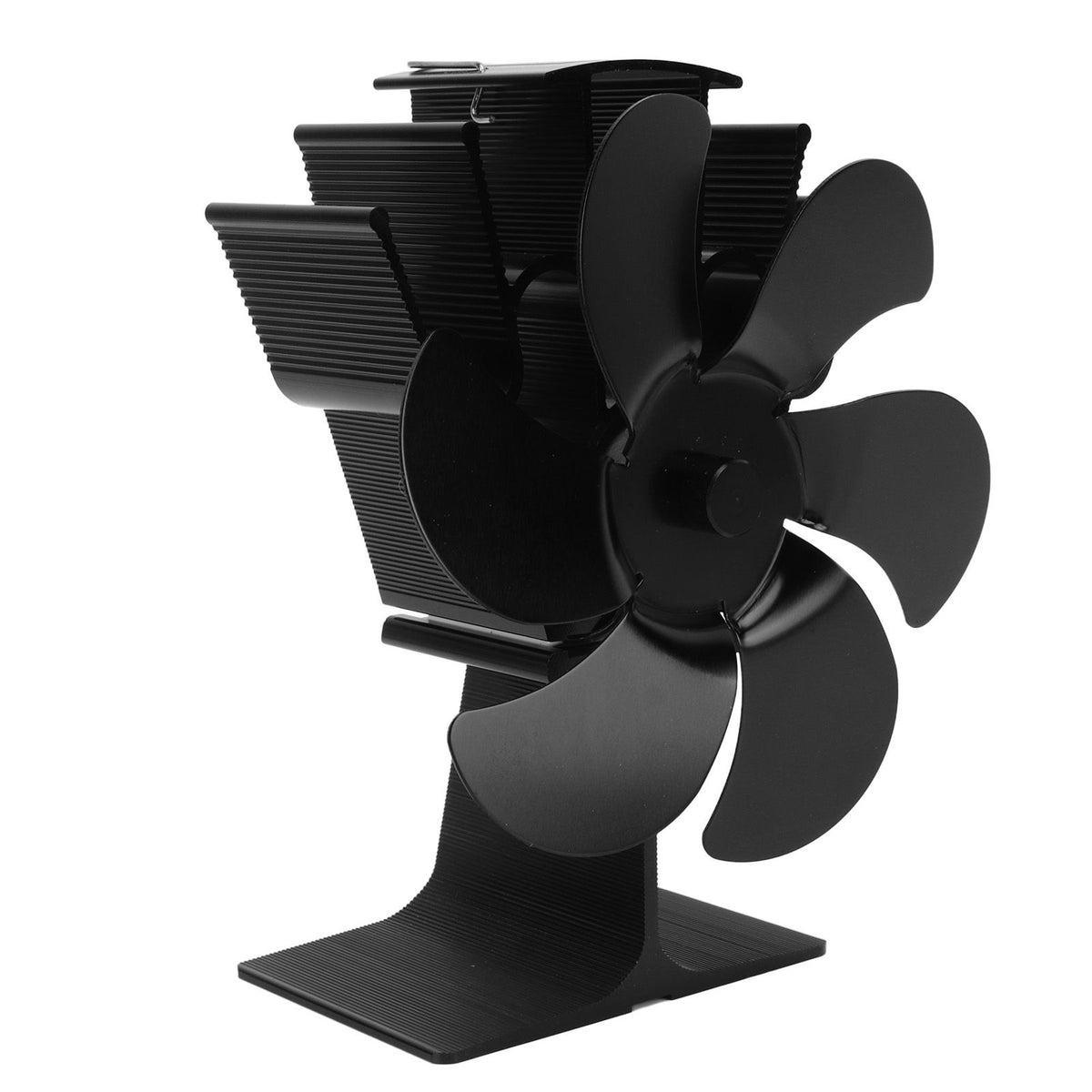 Heat Powered Fireplace Fan Non Electric Self Starting Stove Fan High Temperature Resistant Energy Saving Fan 6 Blades Black