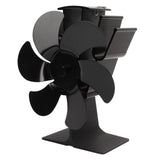 Heat Powered Fireplace Fan Non Electric Self Starting Stove Fan High Temperature Resistant Energy Saving Fan 6 Blades Black - Side View