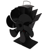 Heat Powered Fireplace Fan Non Electric Self Starting Stove Fan High Temperature Resistant Energy Saving Fan 6 Blades Black