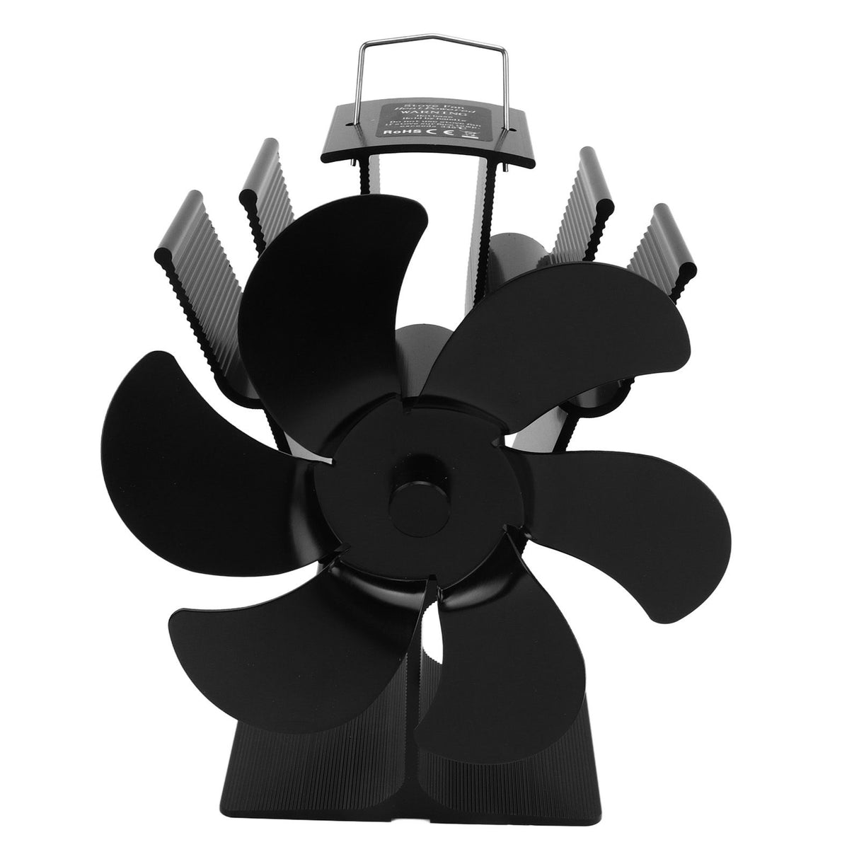 Heat Powered Fireplace Fan Non Electric Self Starting Stove Fan High Temperature Resistant Energy Saving Fan 6 Blades Black