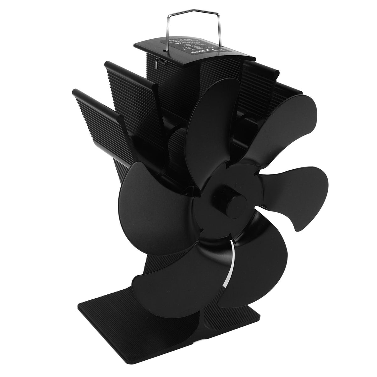 Heat Powered Fireplace Fan Non Electric Self Starting Stove Fan High Temperature Resistant Energy Saving Fan 6 Blades Black