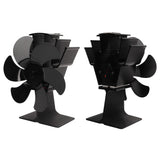 Heat Powered Fireplace Fan Non Electric Self Starting Stove Fan High Temperature Resistant Energy Saving Fan 6 Blades Black