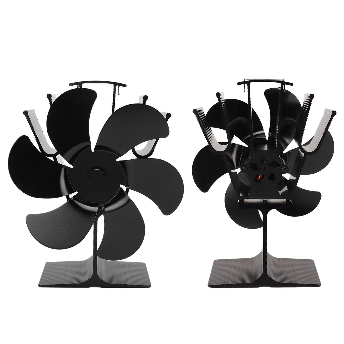 Heat Powered Fireplace Fan Non Electric Self Starting Stove Fan High Temperature Resistant Energy Saving Fan 6 Blades Black