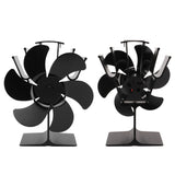 Heat Powered Fireplace Fan Non Electric Self Starting Stove Fan High Temperature Resistant Energy Saving Fan 6 Blades Black