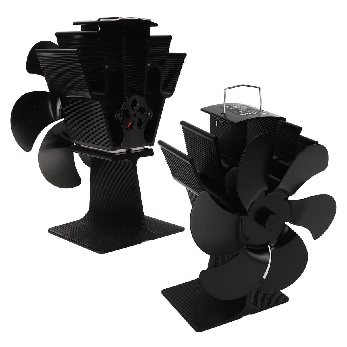 Heat Powered Fireplace Fan Non Electric Self Starting Stove Fan High Temperature Resistant Energy Saving Fan 6 Blades Black