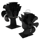 Heat Powered Fireplace Fan Non Electric Self Starting Stove Fan High Temperature Resistant Energy Saving Fan 6 Blades Black