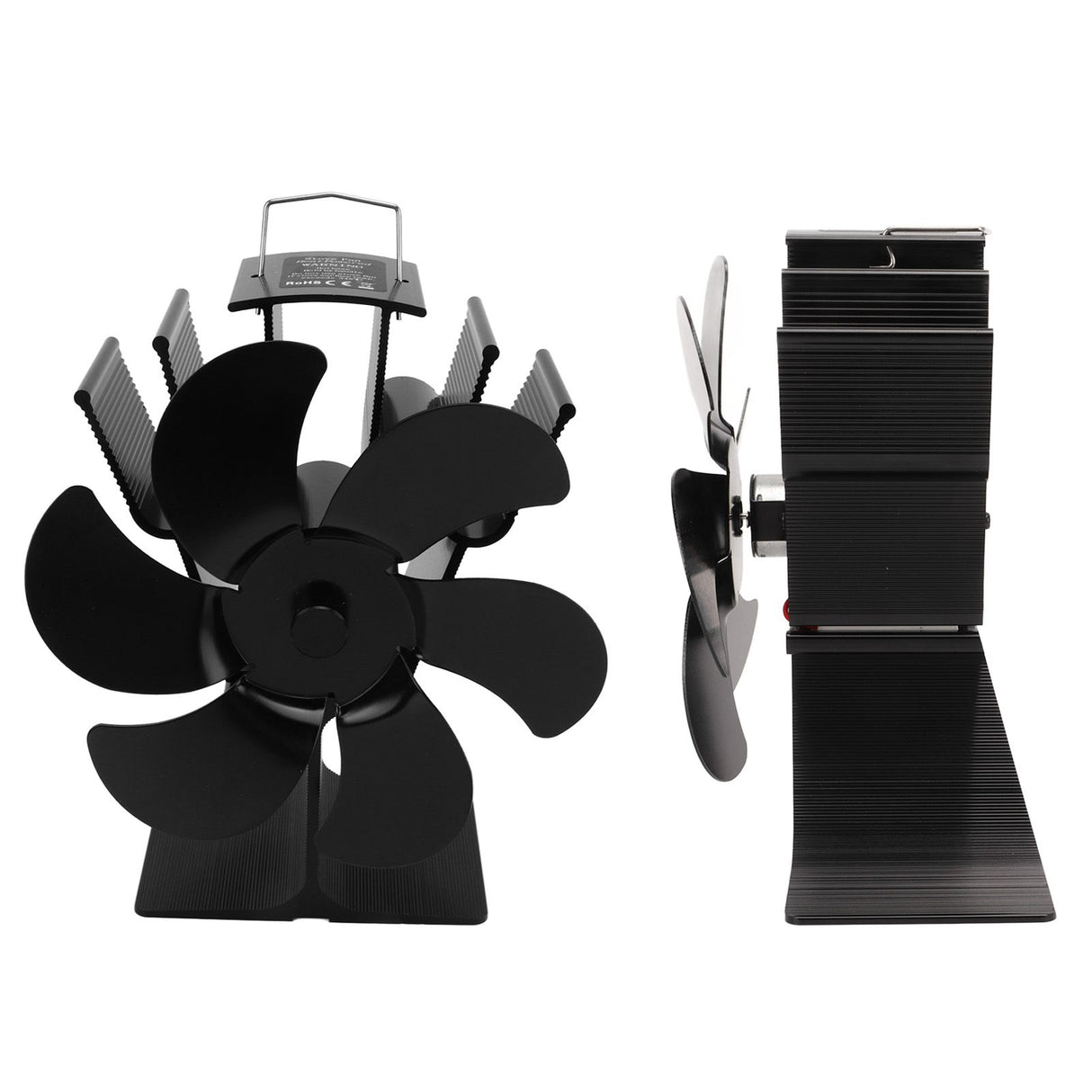 Heat Powered Fireplace Fan Non Electric Self Starting Stove Fan High Temperature Resistant Energy Saving Fan 6 Blades Black