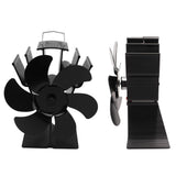 Heat Powered Fireplace Fan Non Electric Self Starting Stove Fan High Temperature Resistant Energy Saving Fan 6 Blades Black