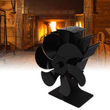 Heat Powered Fireplace Fan Non Electric Self Starting Stove Fan High Temperature Resistant Energy Saving Fan 6 Blades Black - Extra Image
