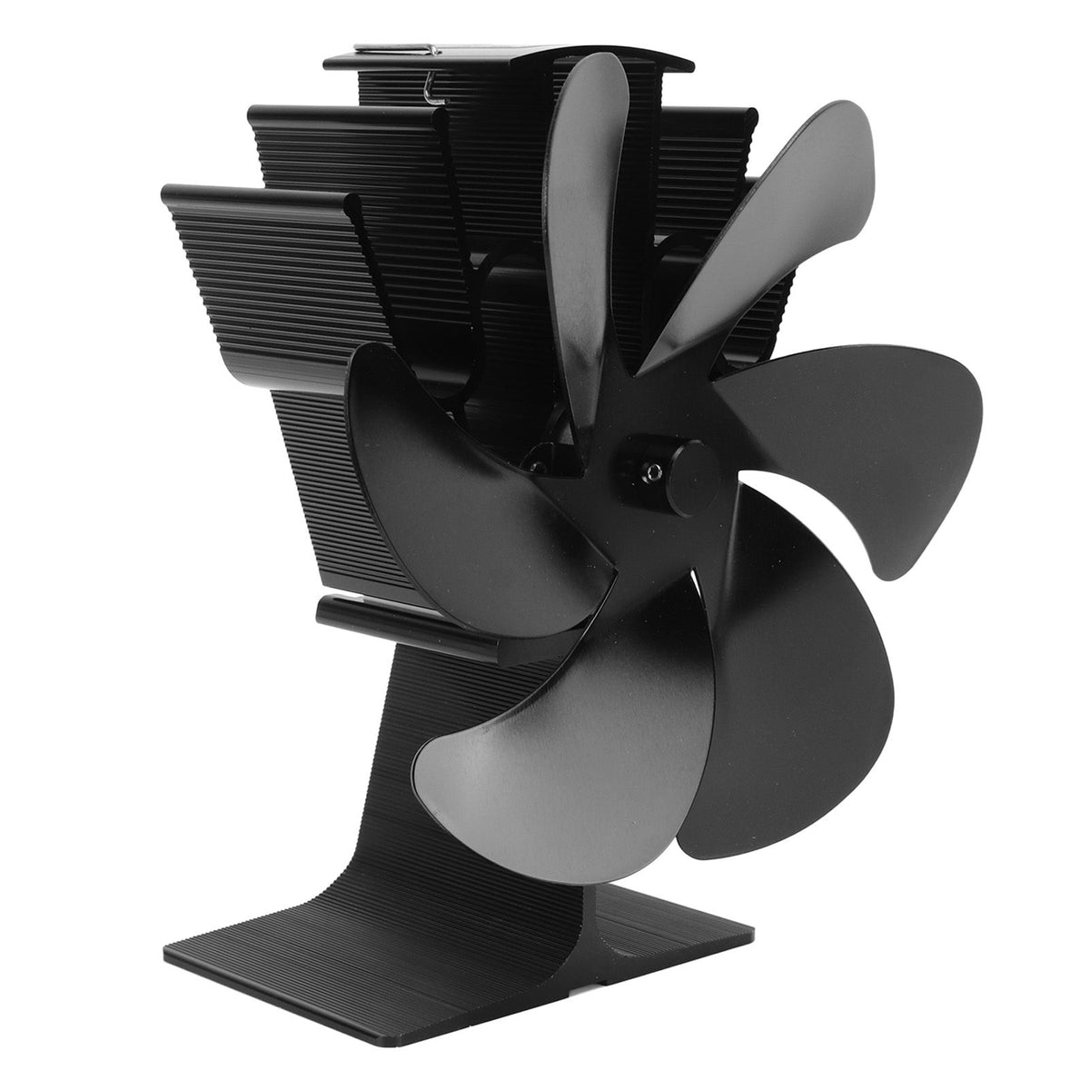 6 Blades Heat Powered Stove Fan Self Starting High Temperature Resistant Fireplace Fan LT385 4 Black 165mm Diameter