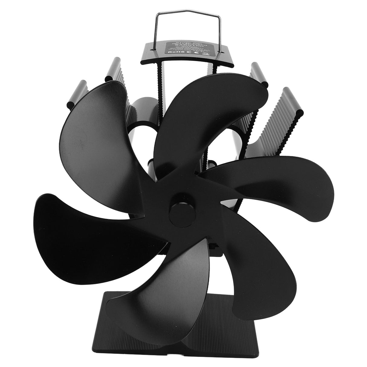 6 Blades Heat Powered Stove Fan Self Starting High Temperature Resistant Fireplace Fan LT385 4 Black 165mm Diameter