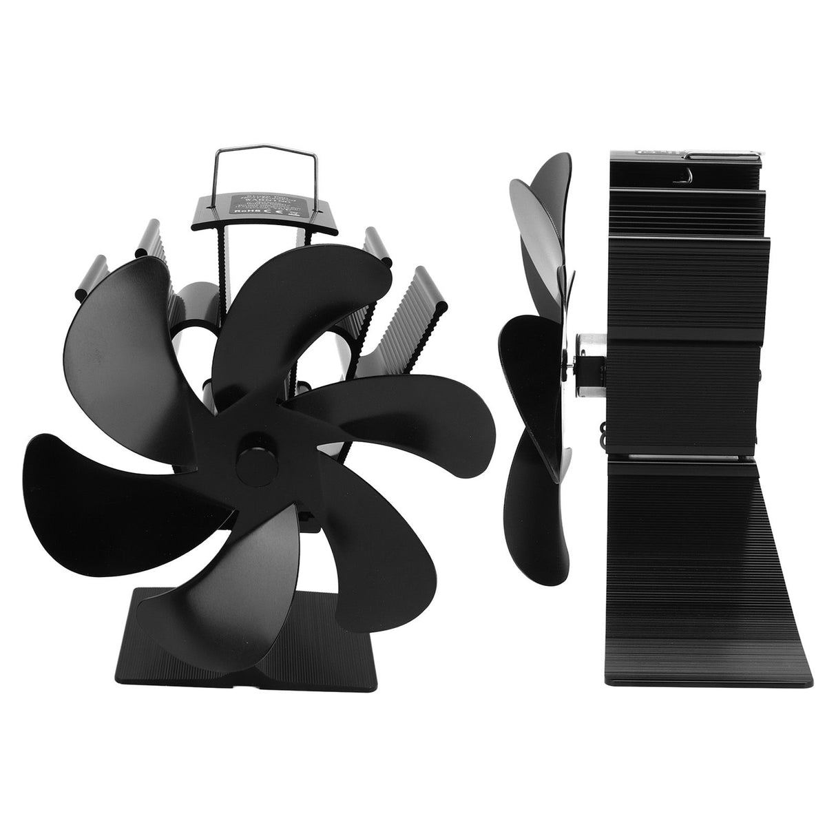 6 Blades Heat Powered Stove Fan Self Starting High Temperature Resistant Fireplace Fan LT385 4 Black 165mm Diameter