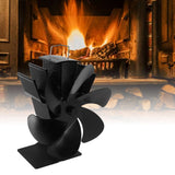 6 Blades Heat Powered Stove Fan Self Starting High Temperature Resistant Fireplace Fan LT385 4 Black 165mm Diameter
