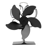 Heat Powered Fireplace Fan Black Stove Fan 5 Blades Thermal Power High Temperature Proof Eco Friendly Energy Saving
