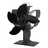 Heat Powered Fireplace Fan Black Stove Fan 5 Blades Thermal Power High Temperature Proof Eco Friendly Energy Saving