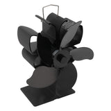 Heat Powered Fireplace Fan Black Stove Fan 5 Blades Thermal Power High Temperature Proof Eco Friendly Energy Saving - 45-Degree Angle