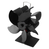 Heat Powered Fireplace Fan Black Stove Fan 5 Blades Thermal Power High Temperature Proof Eco Friendly Energy Saving