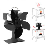 Heat Powered Fireplace Fan Black Stove Fan 5 Blades Thermal Power High Temperature Proof Eco Friendly Energy Saving - Extra Image