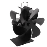 6 Blade Stove Eco Fan Black Self Starting High Temperature Resistance Energy Efficiency Heat Powered Fan for Home - Top-Down View