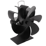 6 Blade Stove Eco Fan Black Self Starting High Temperature Resistance Energy Efficiency Heat Powered Fan for Home