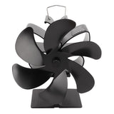 6 Blade Stove Eco Fan Black Self Starting High Temperature Resistance Energy Efficiency Heat Powered Fan for Home