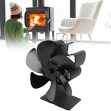 6 Blade Stove Eco Fan Black Self Starting High Temperature Resistance Energy Efficiency Heat Powered Fan for Home - Extra Image