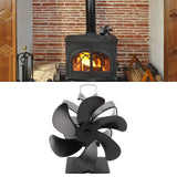 6 Blade Stove Eco Fan Black Self Starting High Temperature Resistance Energy Efficiency Heat Powered Fan for Home - Extra Image