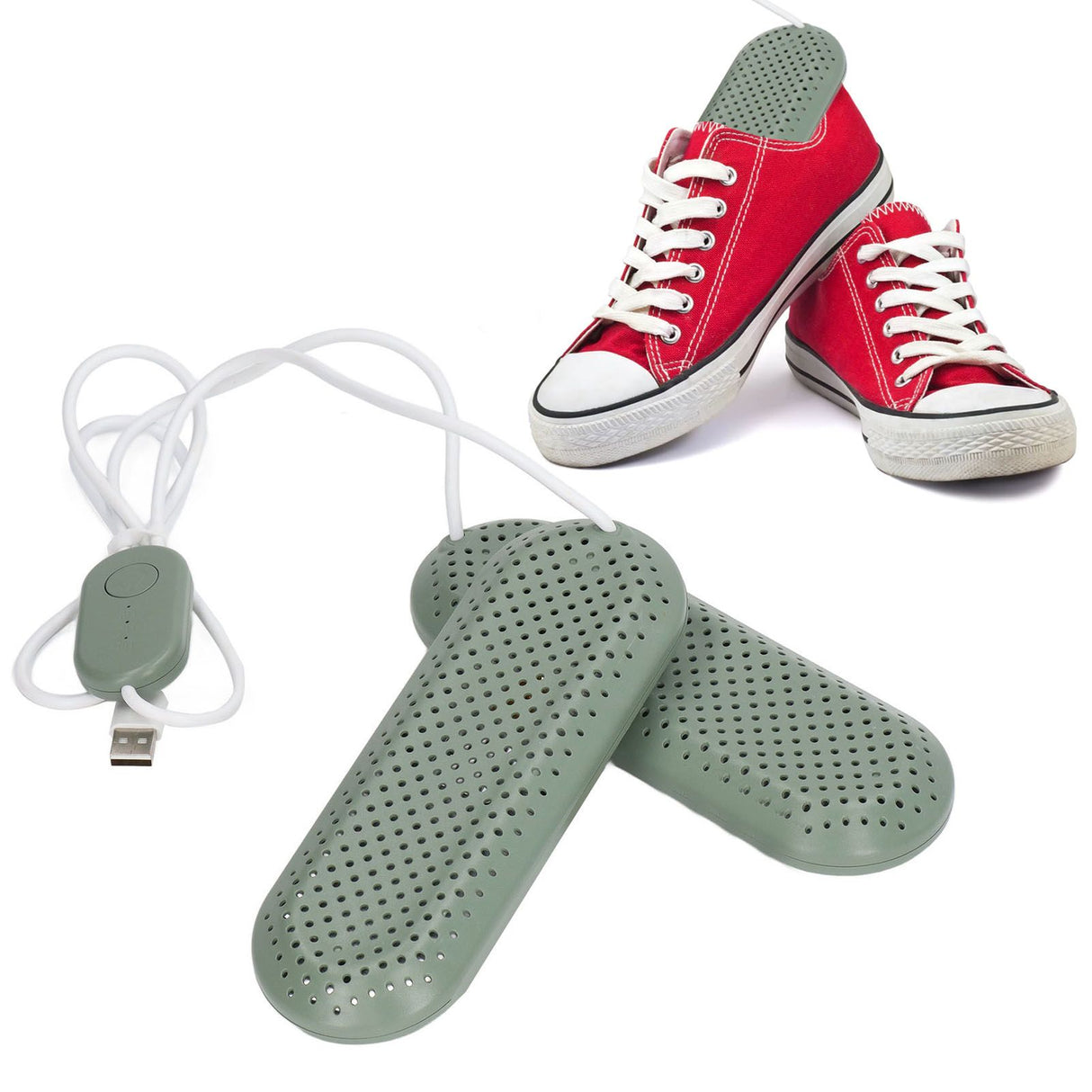 Household USB Shoe Dryer Student Dormitory Adult Deodorizing Boot Shoes Dryer with Timer OD Green