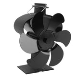 6 Blades Heat Powered Fireplace Fan Self Starting Eco Friendly Wood Stove Fan LT380 Black 152mm Diameter